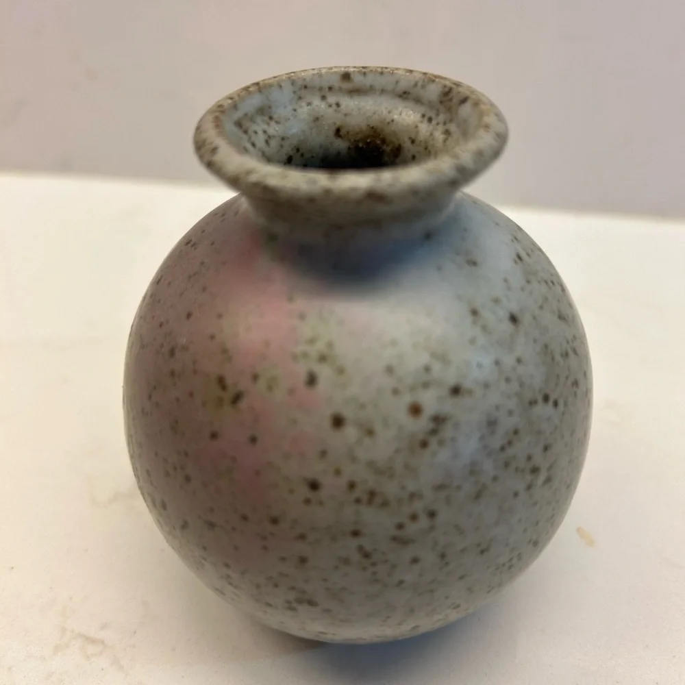 Miniature Ceramic Vase with brown, mauve tones and speckled. - Picture 1 of 5